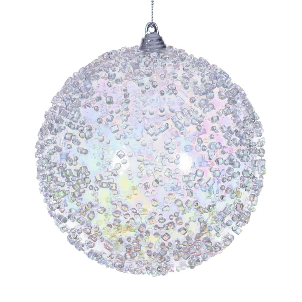 4.75" Clear Iridescent Ice-like Finish Ball Ornament (3 pack) 1