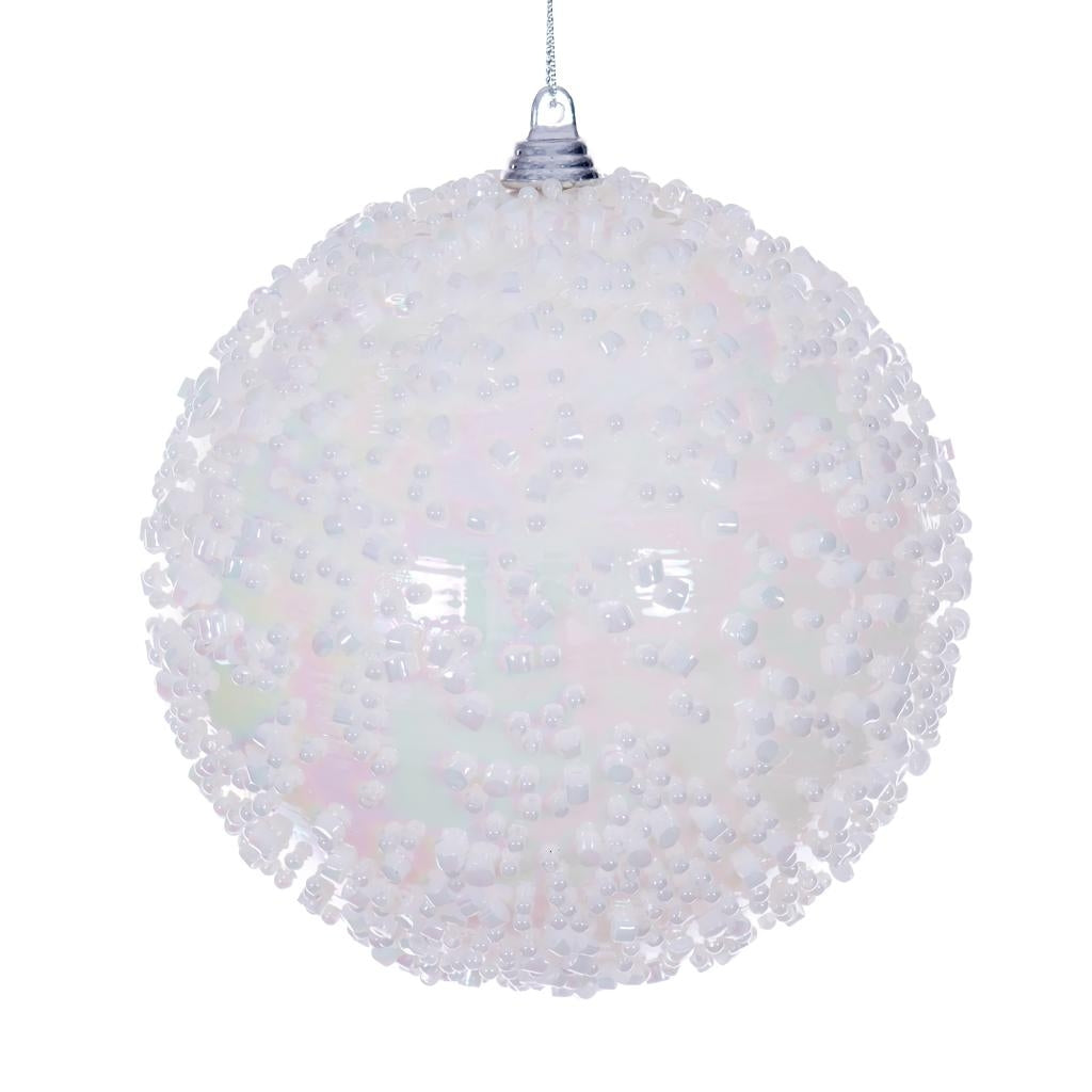 4.75" White Iridescent Ice-like Finish Ball Ornament (3 pack) 1