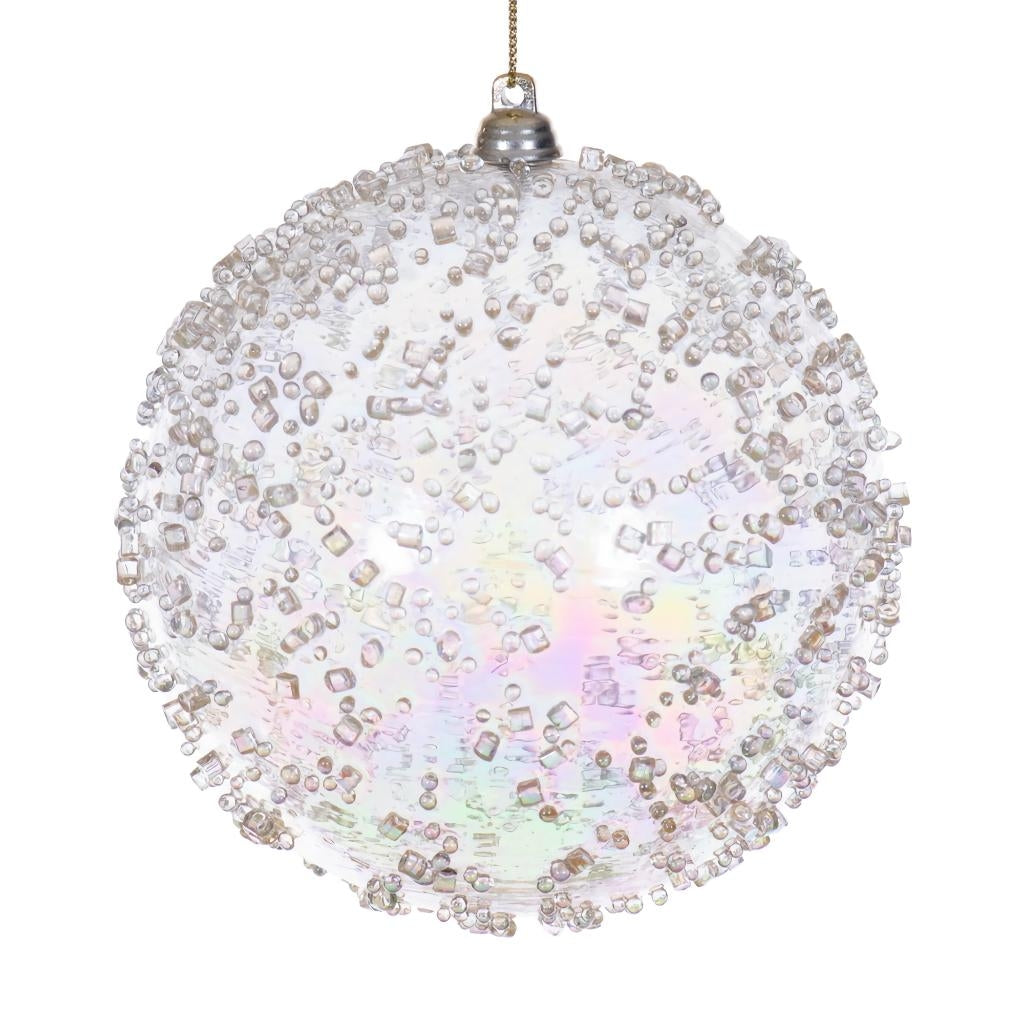 4.75" Champagne Iridescent Ice-like Finish Ball Ornament (3 Pack) 1