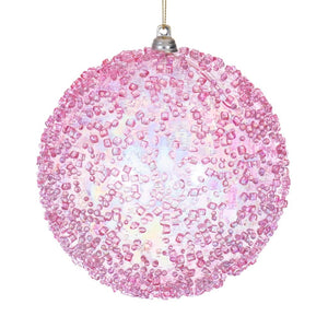 4.75" Pink Iridescent Ice-like Finish Ball Ornament (3 Pack) 1