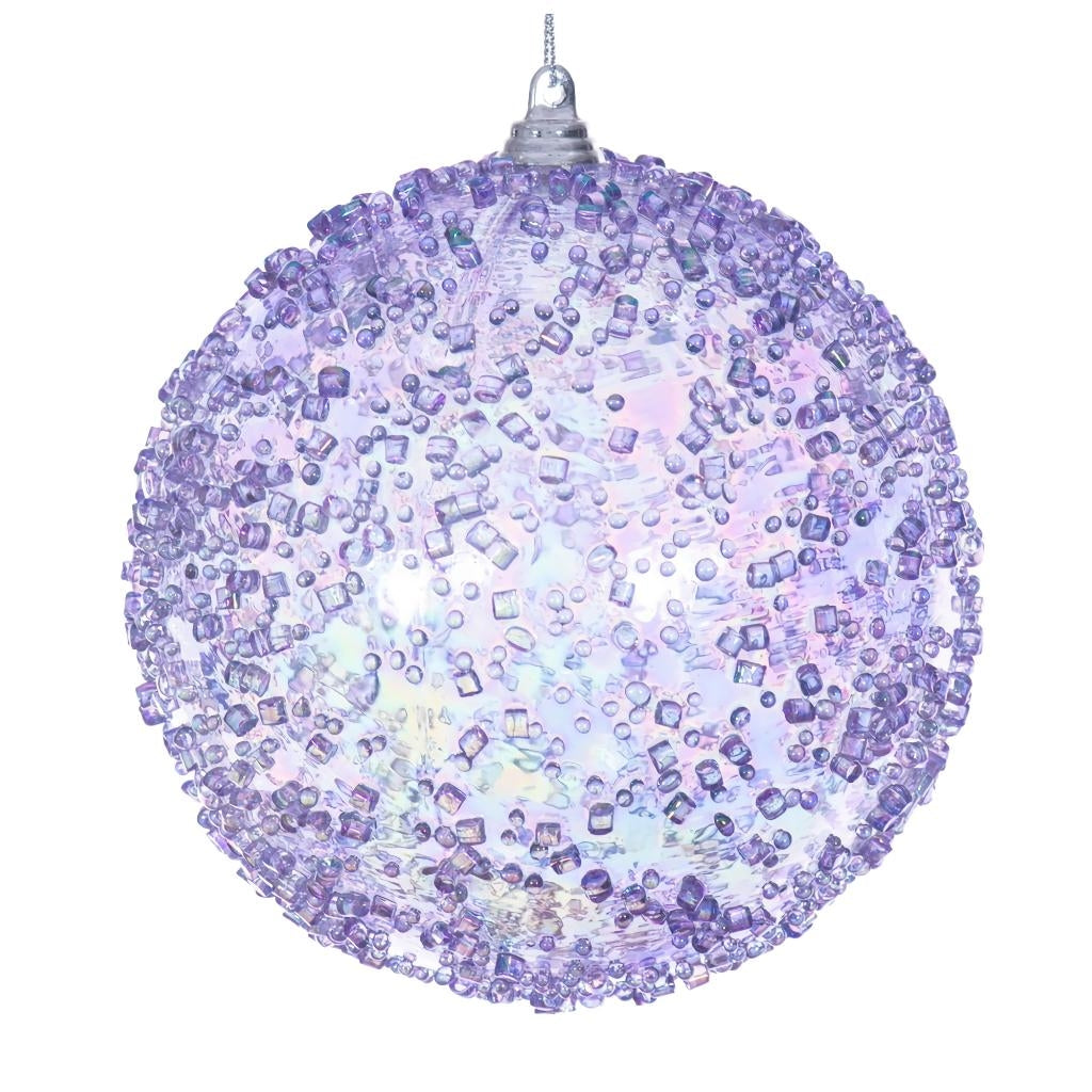 4.75" Lavender Iridescent Ice-like Finish Ball Ornament (3 Pack) 1