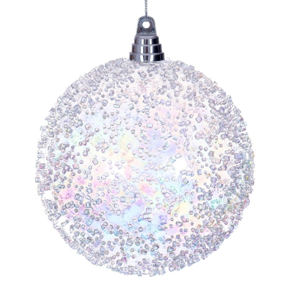 6" Clear Iridescent Ice-like Finish Ball Ornament (2 Pack) 1