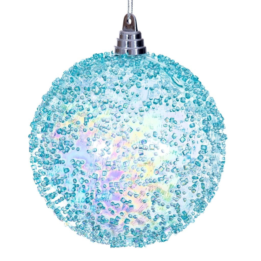6" Baby Blue Iridescent Bead Christmas Ornament (2 Pack) 1