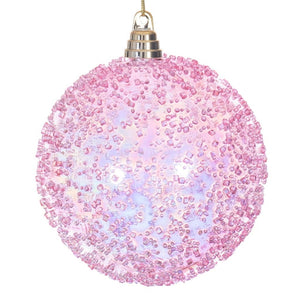 6" Pink Iridescent Ice-like Finish Ball Ornament (2 pack) 1