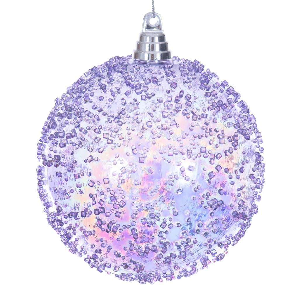 6" Lavender Iridescent Ice-like Finish Ball Ornament (2 pack) 1
