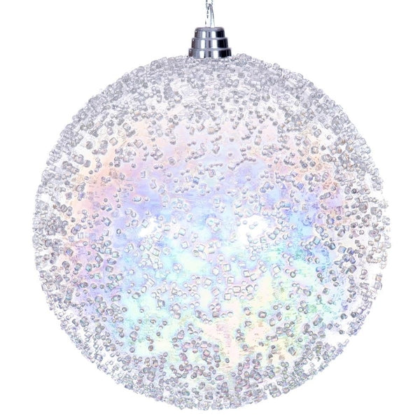 8" Clear Iridescent Ice-like Finish Ball Ornament (2 Pack) 1