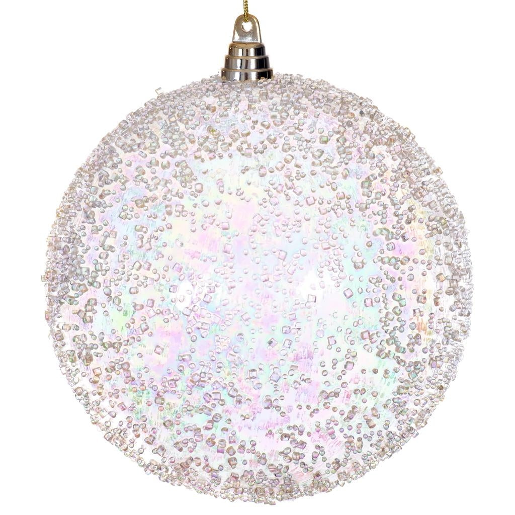 8" Champagne Iridescent Ice-like Finish Ball Ornament 1