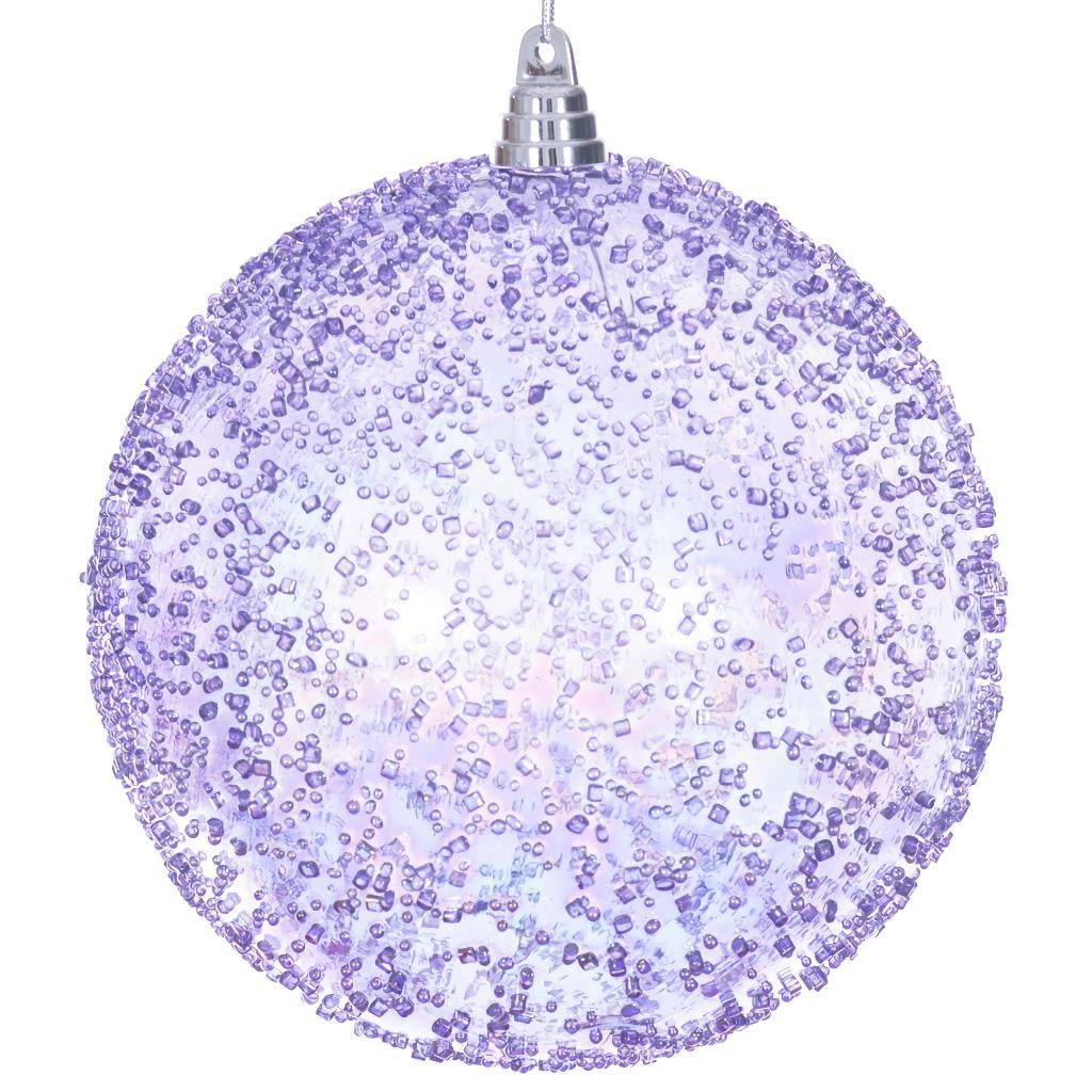 8" Lavender Iridescent Ice-like Finish Ball Ornament 1