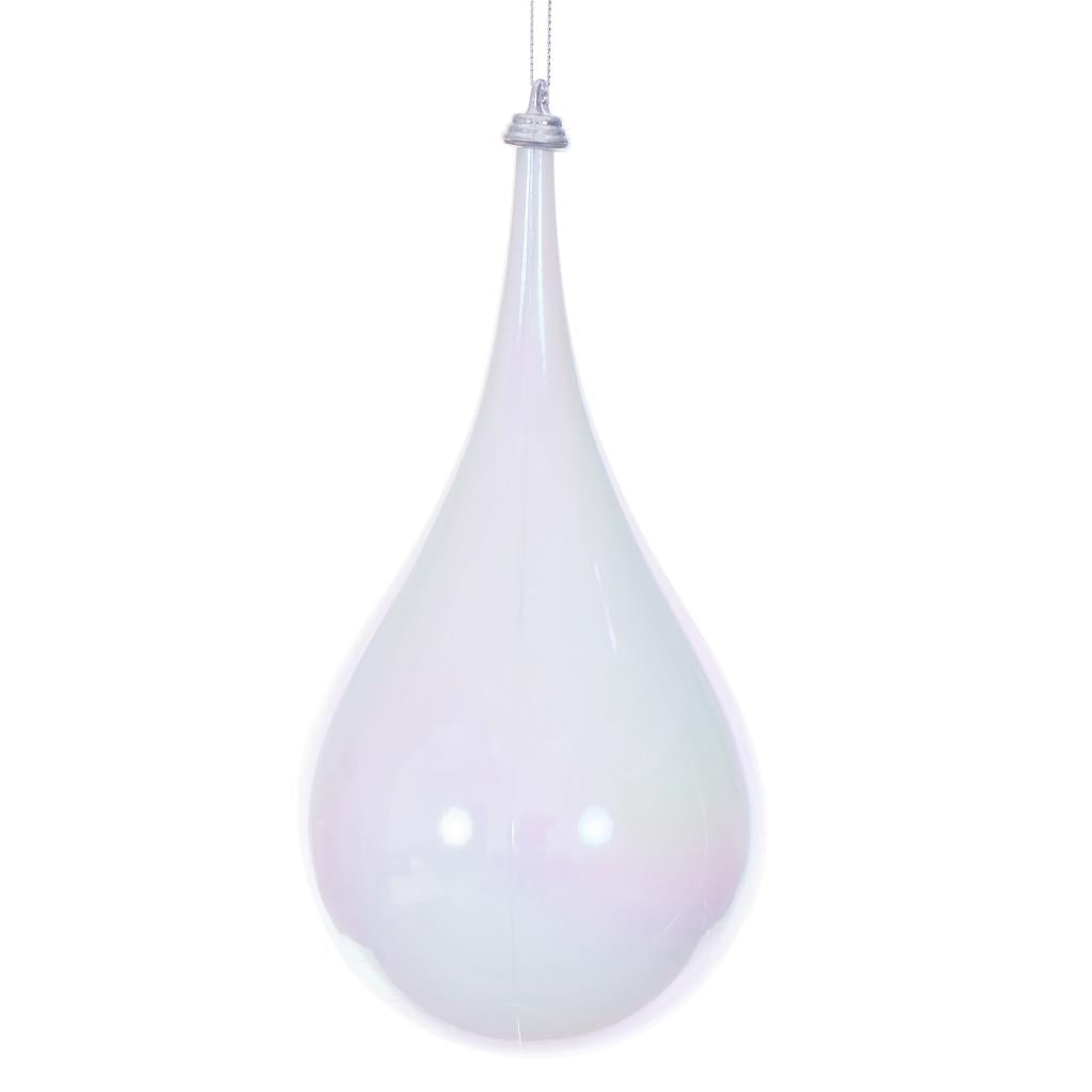 4" White Iridescent Drop Ornament (3 Pack) 1