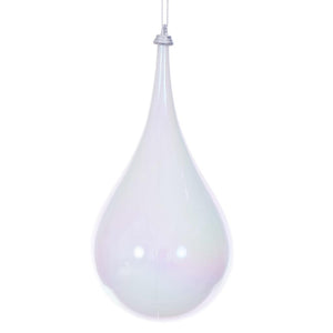 4" White Iridescent Drop Ornament (3 Pack) 1