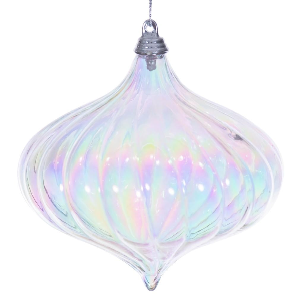 4.75" Clear Iridescent Glossy Onion Ornament (2 Pack) 1