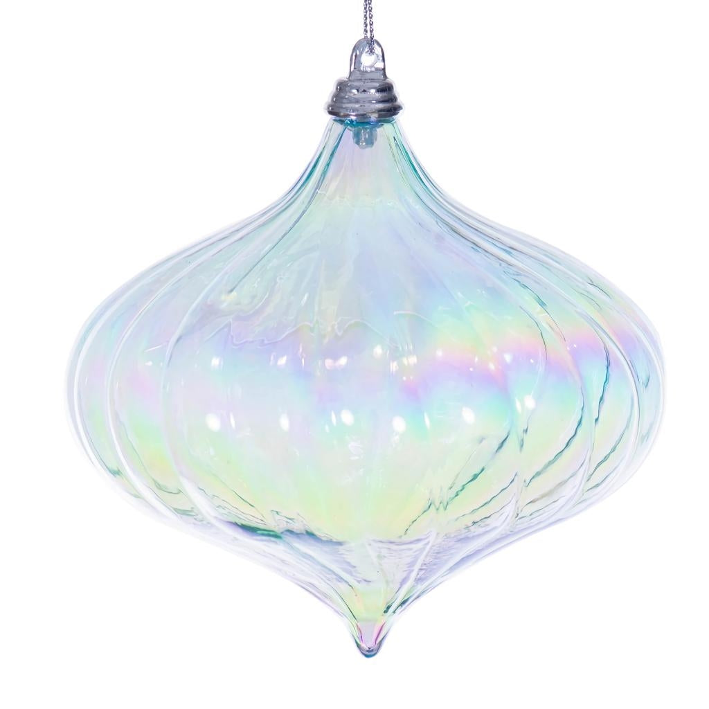 4.75" Baby Blue Iridescent Glossy Onion Ornament (2 Pack) 1