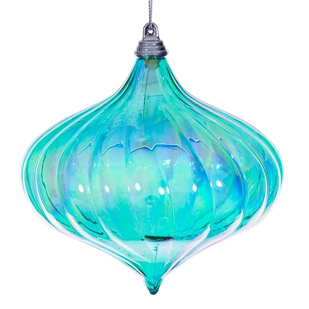 4.75" Teal Iridescent Glossy Onion Ornament (2 Pack) 1