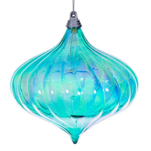 4.75" Teal Iridescent Glossy Onion Ornament (2 Pack) 1