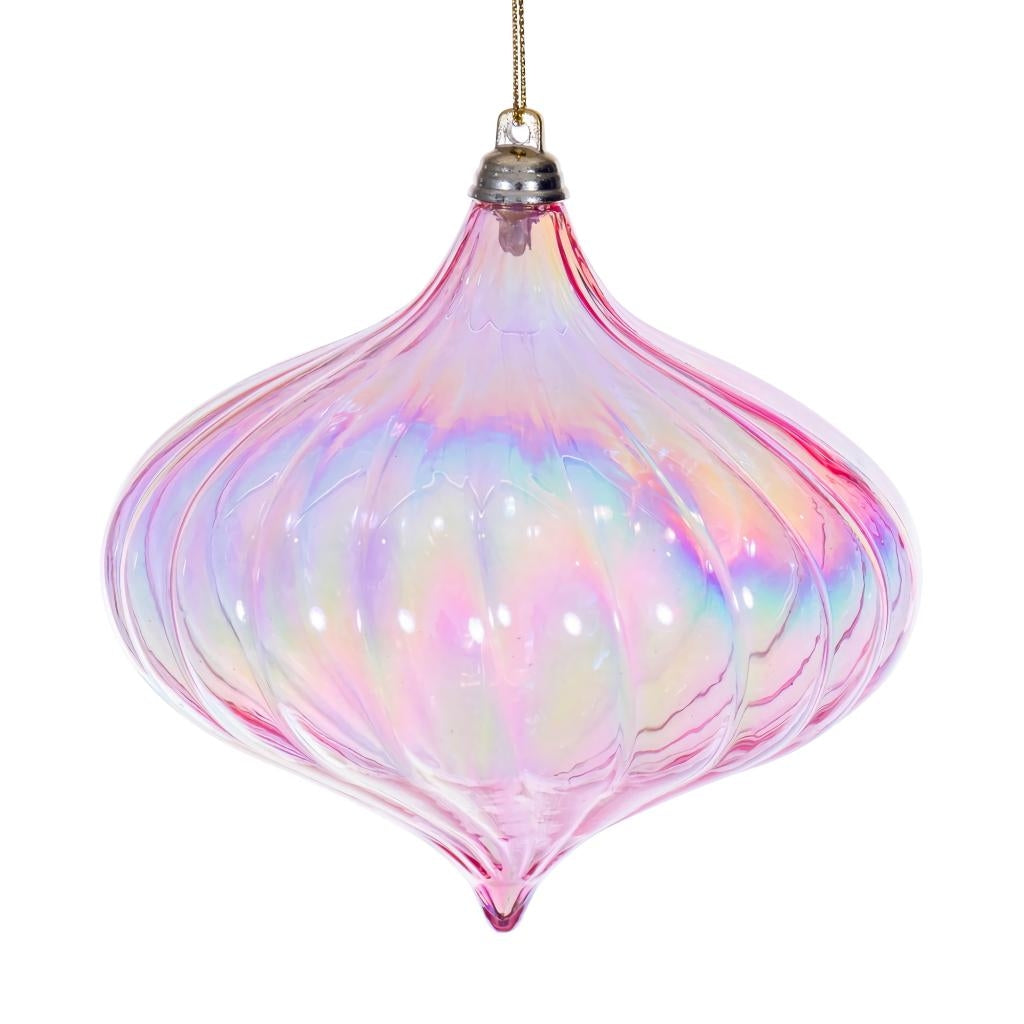 4.75" Pink Iridescent Glossy Onion Ornament (2 Pack) 1