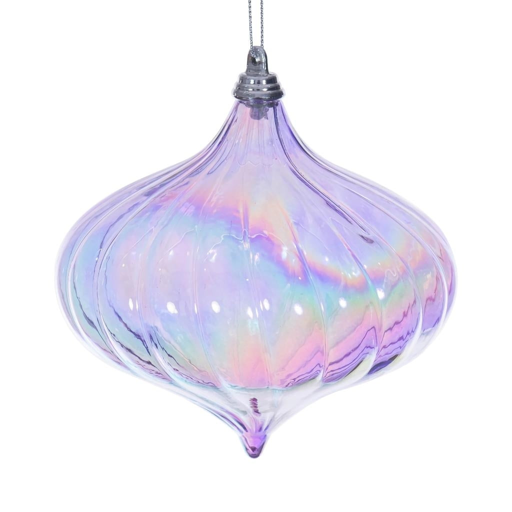 4.75" Lavender Iridescent Glossy Onion Ornament (2 Pack) 1