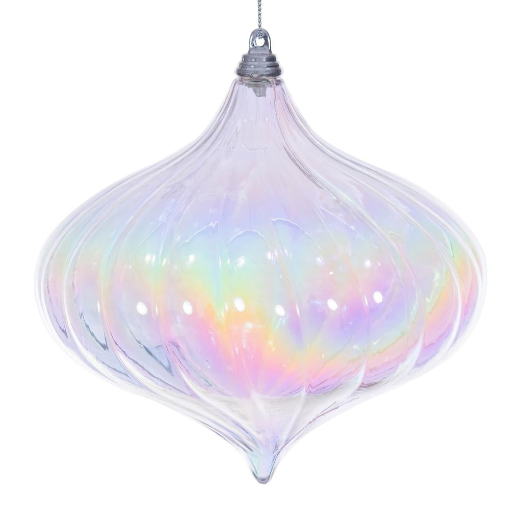 6" Clear Iridescent Glossy Onion Ornament (2 Pack) 1