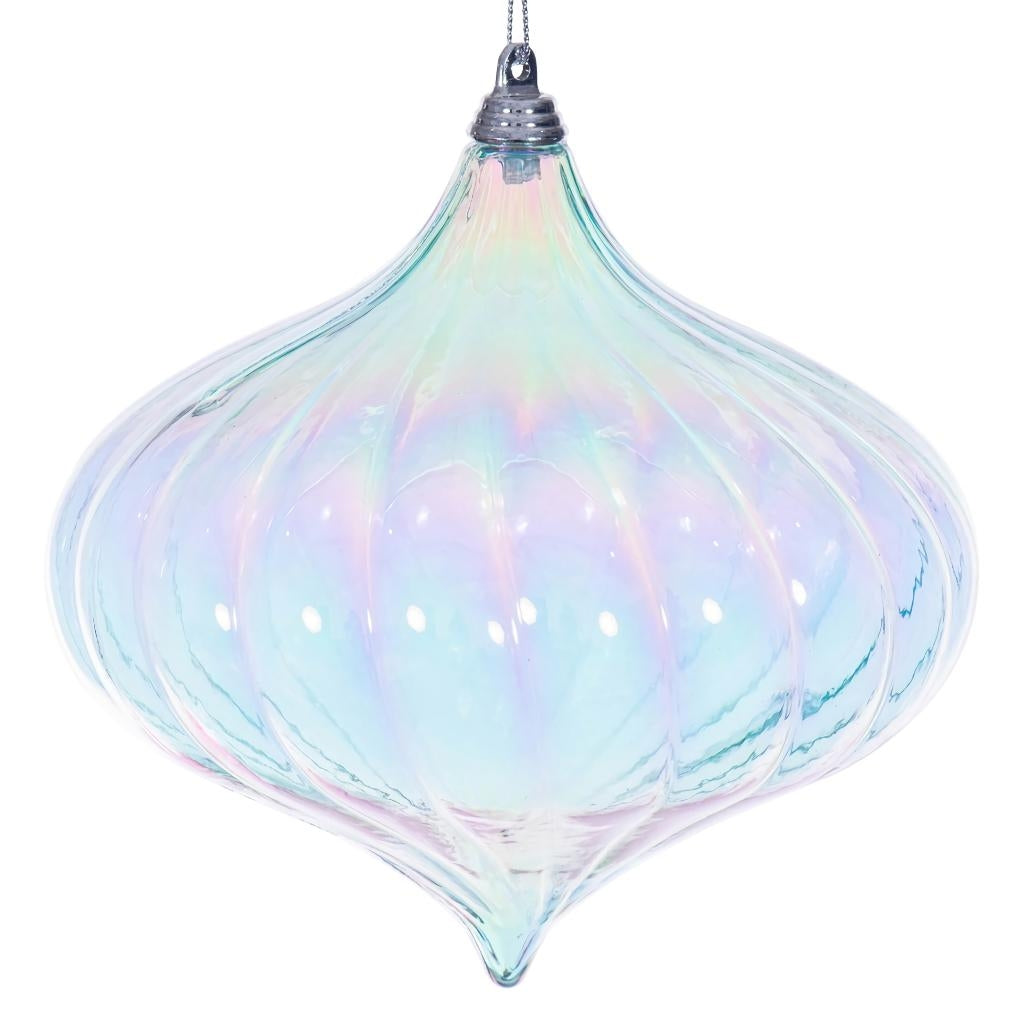 6" Baby Blue Iridescent Glossy Onion Ornament (2 Pack) 1