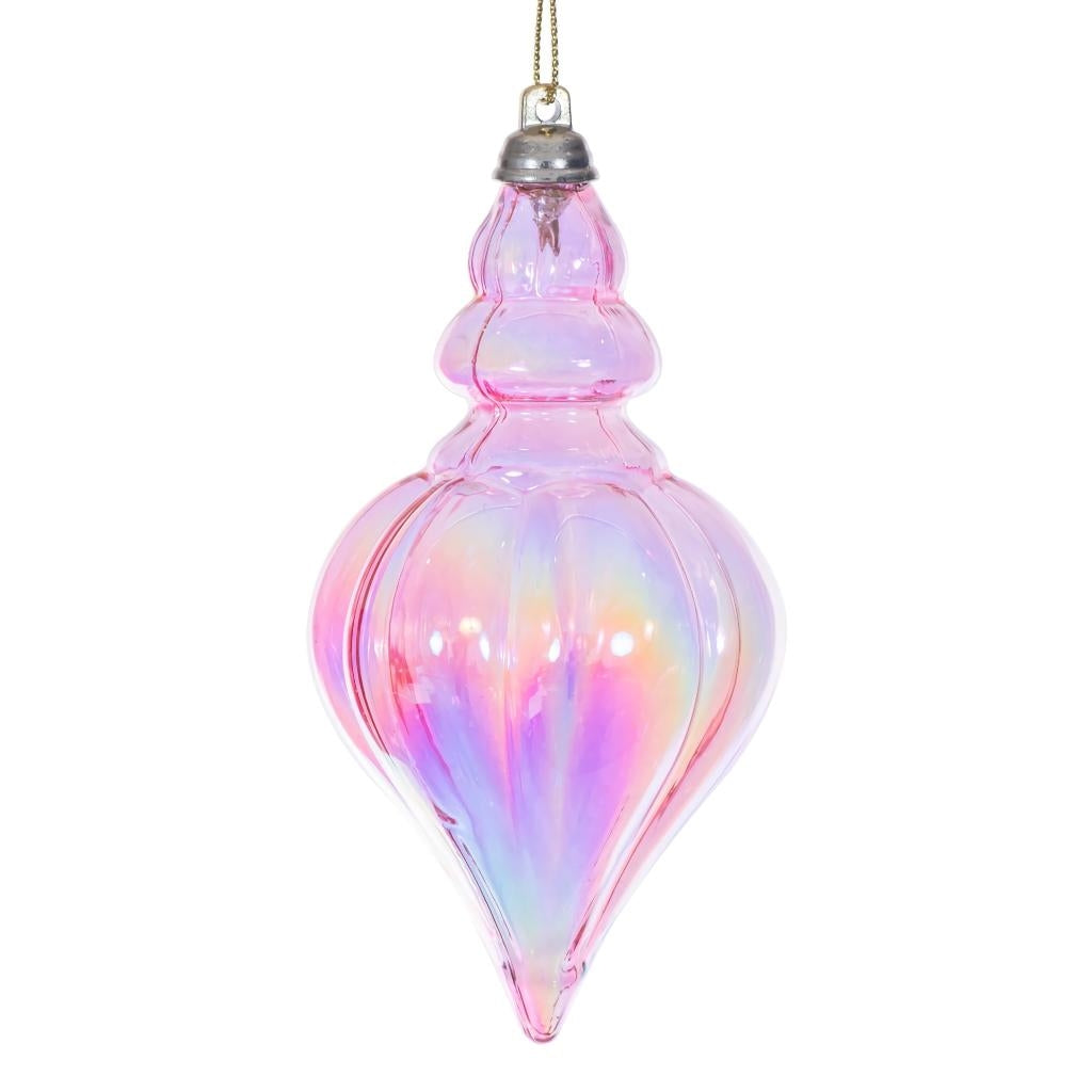 5" Pink Iridescent Drop Ornament (3 Pack) 1