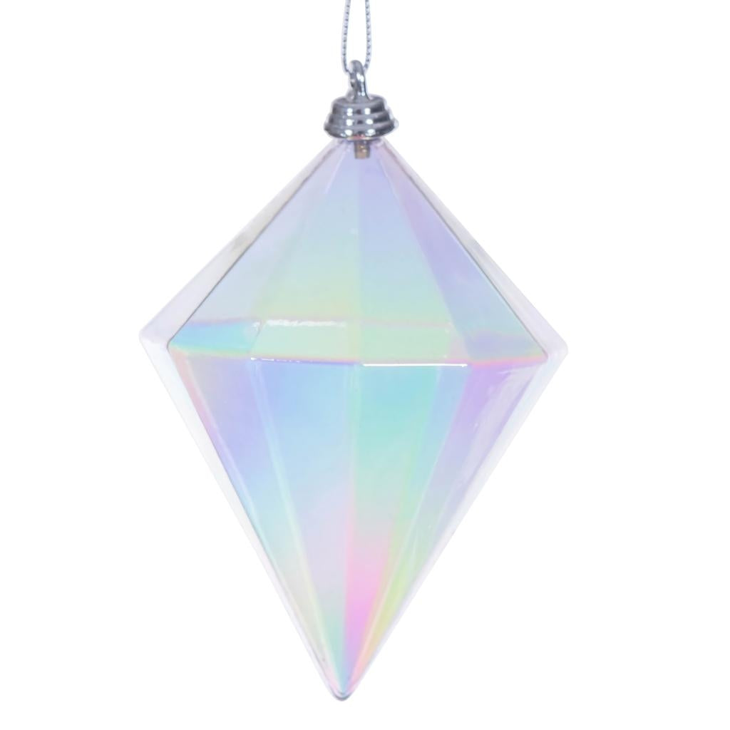 5" Clear Iridescent Glossy Diamond Ornament (3 Pack) 1
