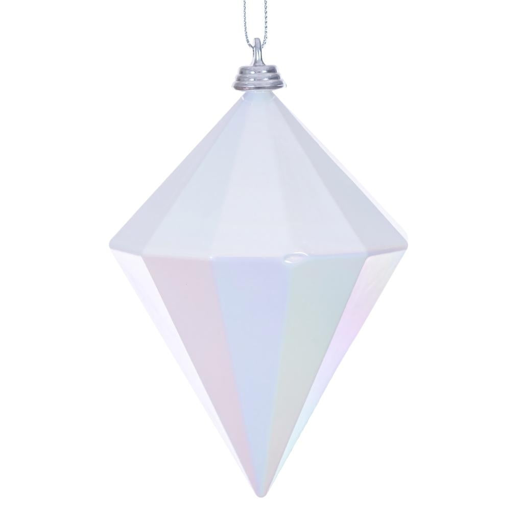 5" White Iridescent Glossy Diamond Ornament (3 Pack) 1