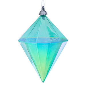 5" Teal Iridescent Glossy Diamond Ornament (3 Pack) 1
