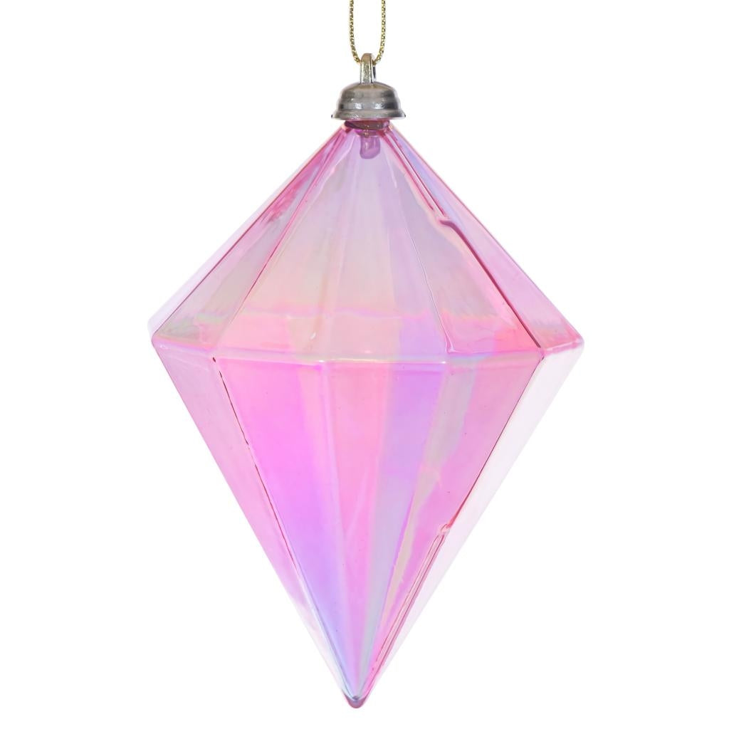 5" Pink Iridescent Glossy Diamond Ornament (3 Pack) 1