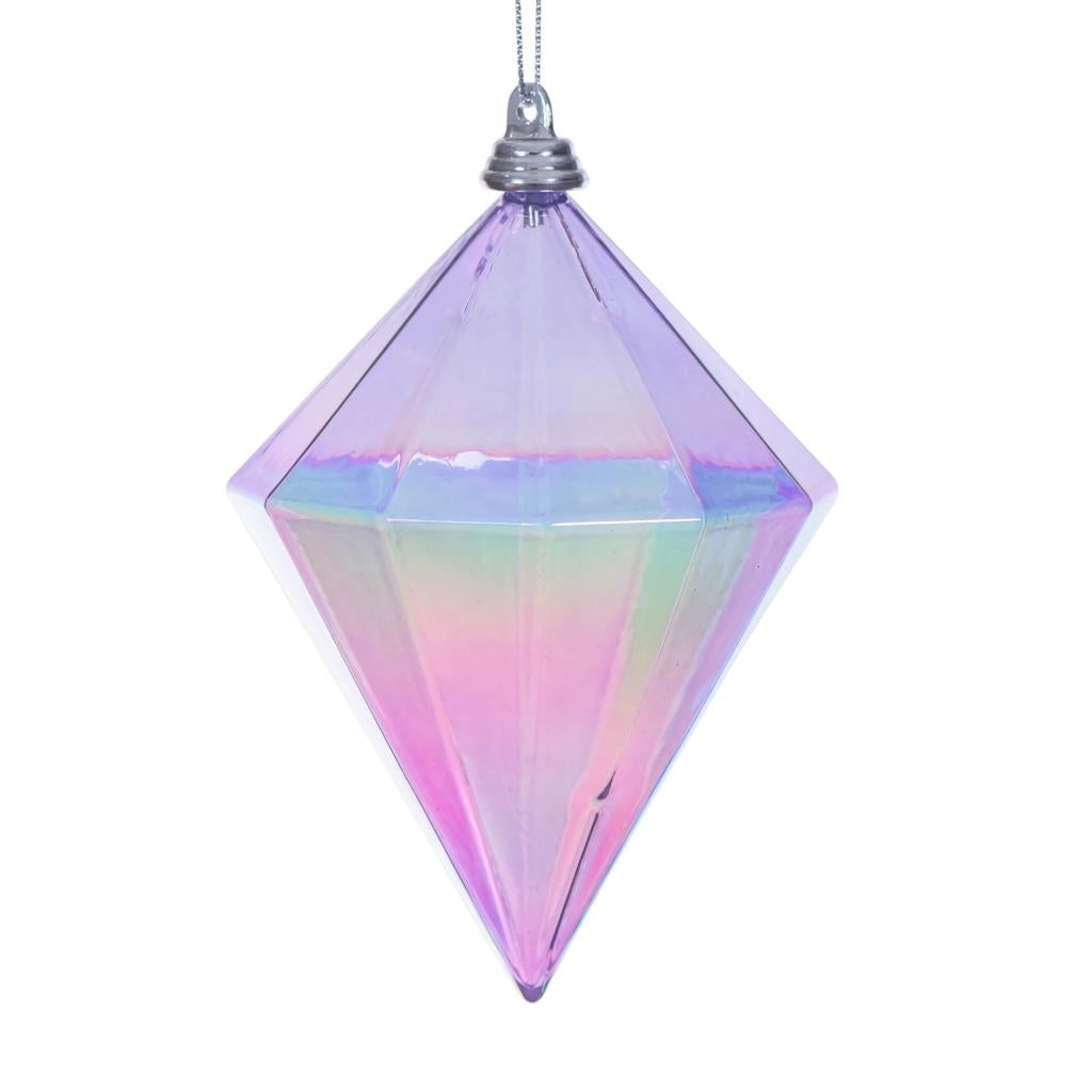 5" Lavender Iridescent Glossy Diamond Ornament (3 Pack) 1