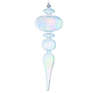 12" Blue Iridescent Glossy Finial Ornament 1