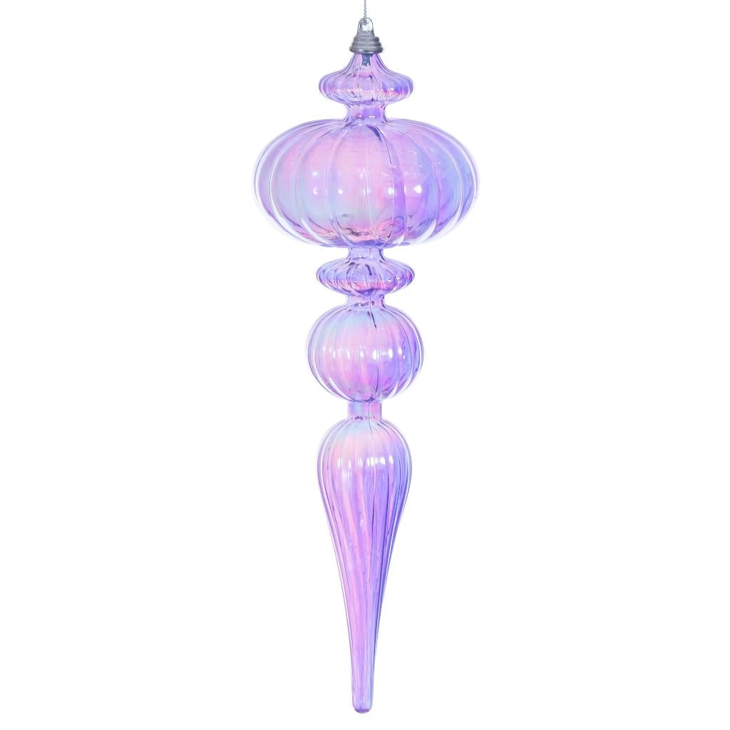 12" Lavender Iridescent Glossy Finial Ornament 1