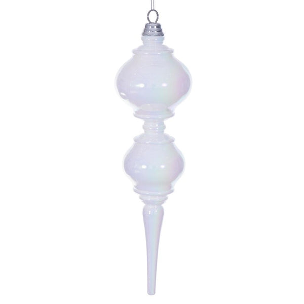 16.5" White Iridescent Finial 1