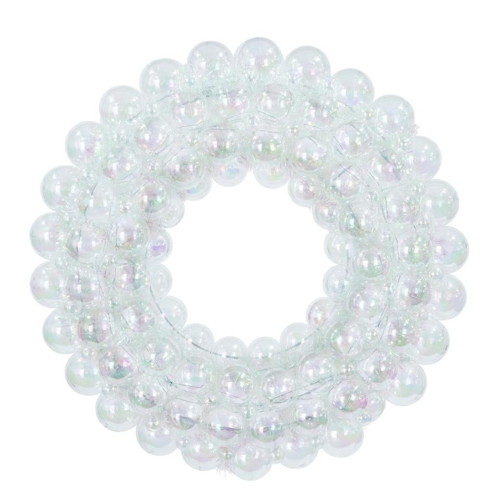28" Clear Iridescent Ball Unlit Christmas Ornament Wreath 1