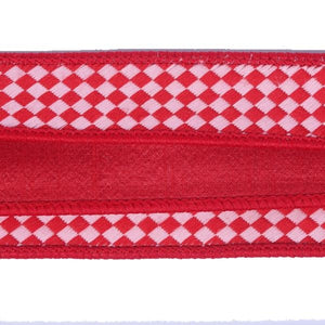 1" x 10Yd Red / Pink Diagonal Checkerboard Red Dupion Back Christmas Ribbon 1