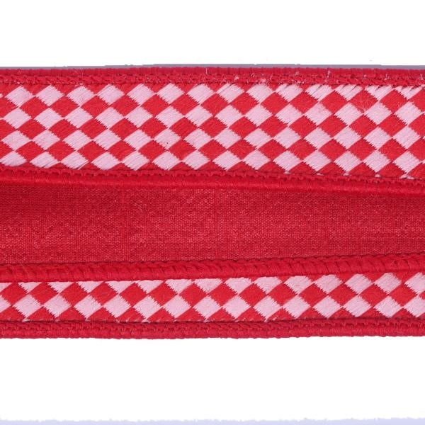 1" x 10Yd Red / Pink Diagonal Checkerboard Red Dupion Back Christmas Ribbon 1