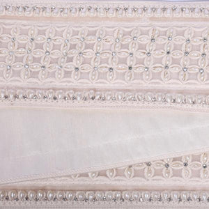 4" x 5yd Ivory Velvet Drop Pearl Jewel Decorative Ribbon 3