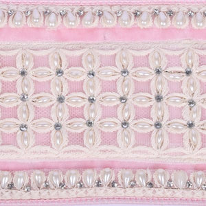 4" x 5yd Pink Velvet Drop Pearl Jewel Decorative Ribbon 2