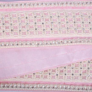 4" x 5yd Pink Velvet Drop Pearl Jewel Decorative Ribbon 3