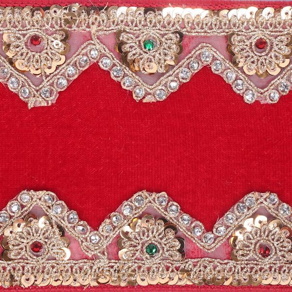 4"x5yd Red Jewel/Sequin Trim Christmas Ribbon 2