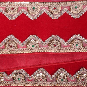 4"x5yd Red Jewel/Sequin Trim Christmas Ribbon 3