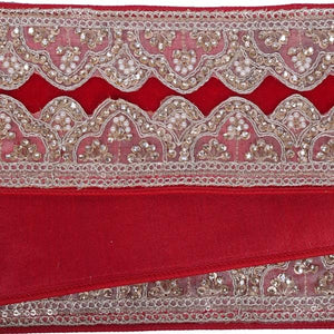 4"x5yd Red Velvet Champ Sequin Jewel Pearl Christmas Ribbon 3