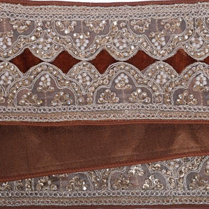 4"x5yd Mocha Velvet Champ Sequin Jewel Pearl Christmas Ribbon 3