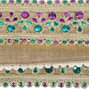 2.5" x 5yd Gold Metallic Mardi Gras Jewel Christmas Ribbon 1