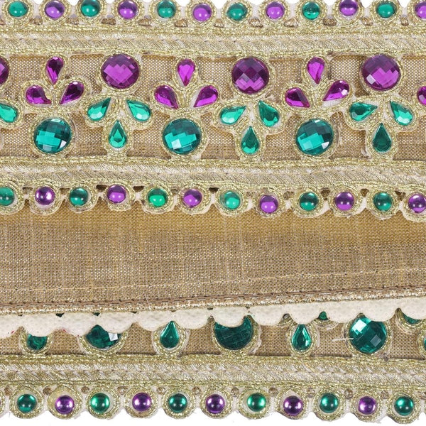 2.5" x 5yd Gold Metallic Mardi Gras Jewel Christmas Ribbon 1
