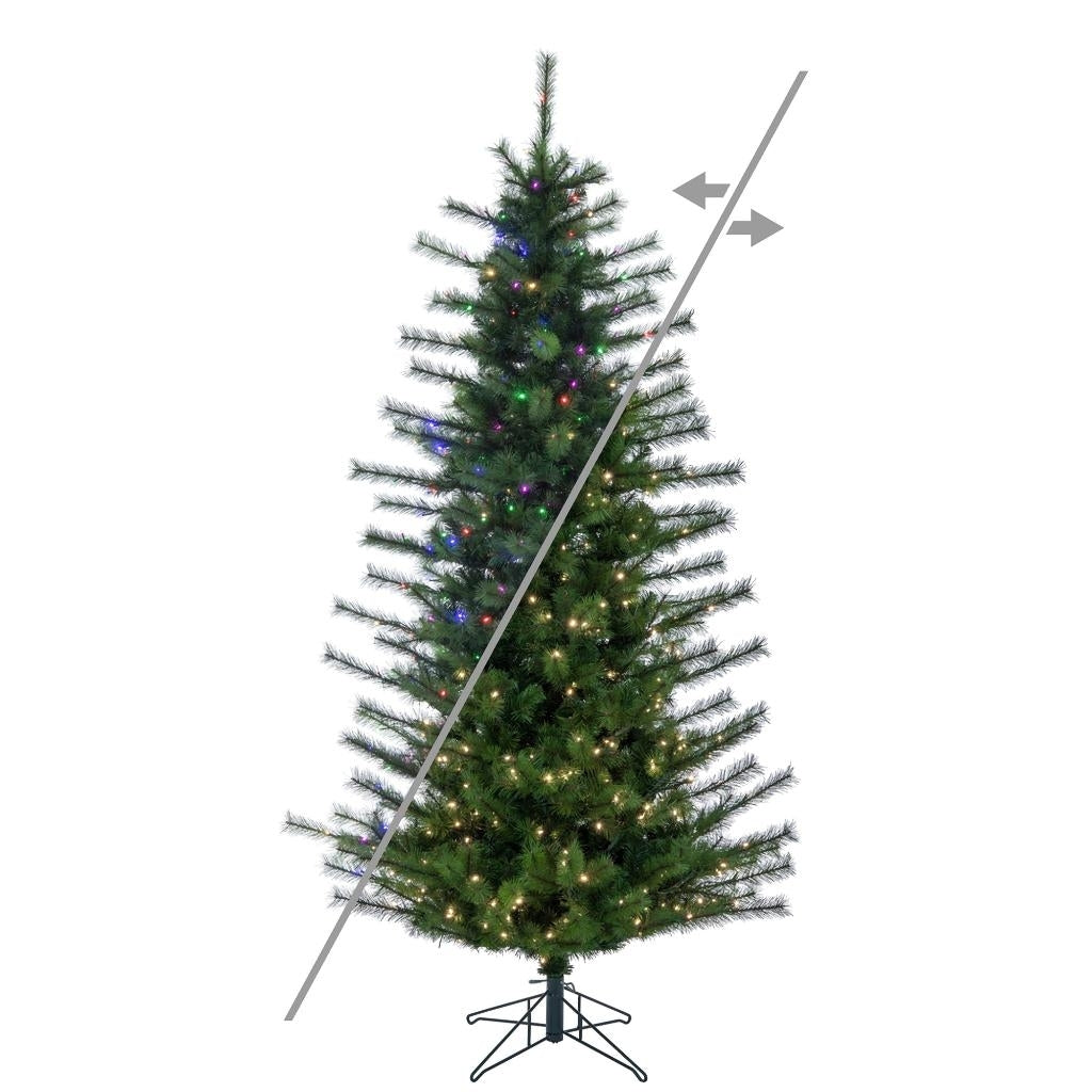 7.5' x 50" Slim Lodge Pole 550 LED Light Prelit Artificial Christmas Tree 1