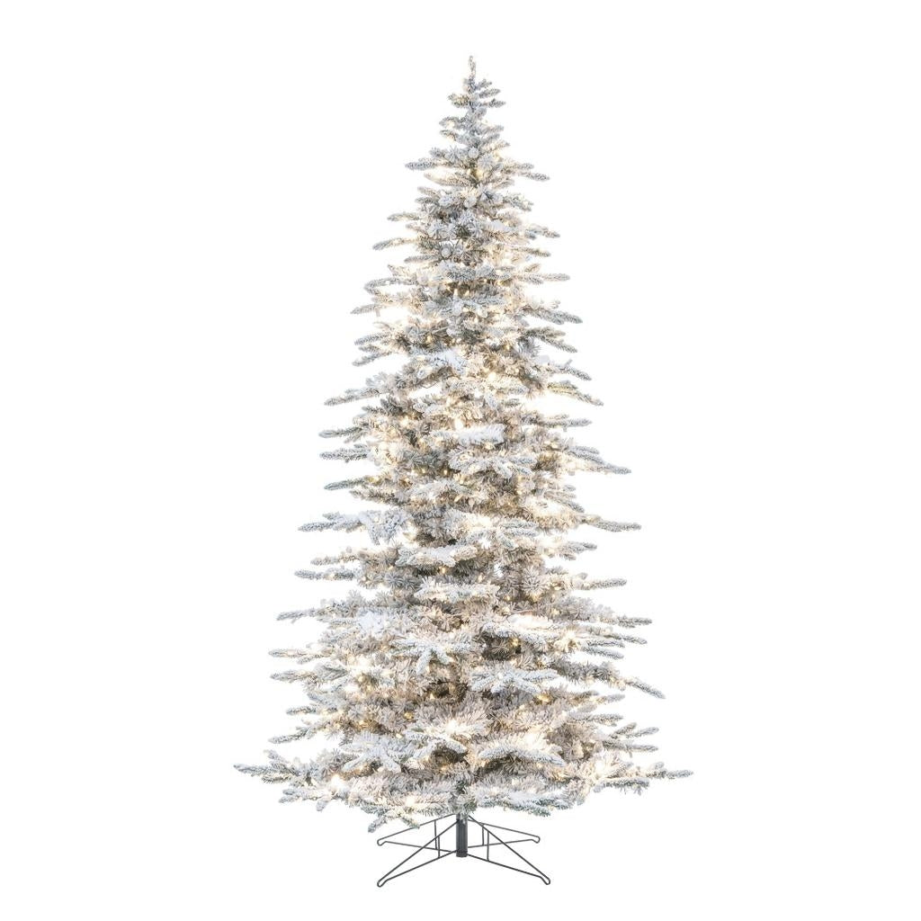 9' x 61" Flocked Winter 1163 LED Light Pre-Lit Artificial Christmas Tree 1