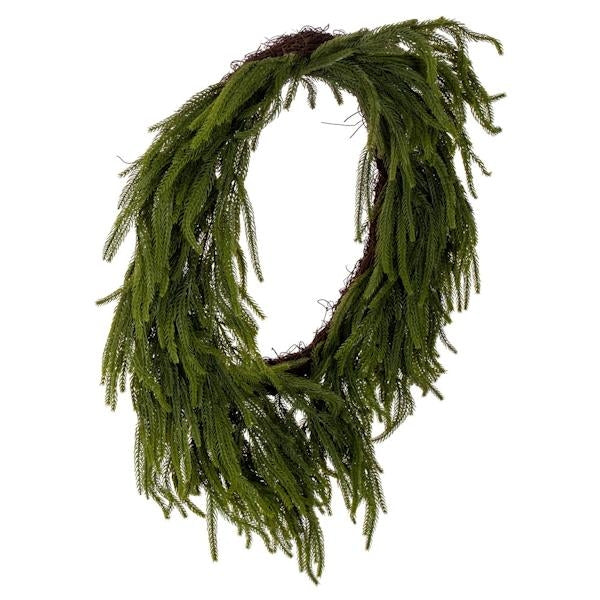 24" Green Norfolk Pine Artificial Wreath 3