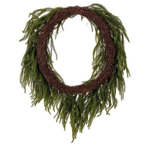 30" Green Norfolk Pine Heart Shaped Artificial Wreath 2