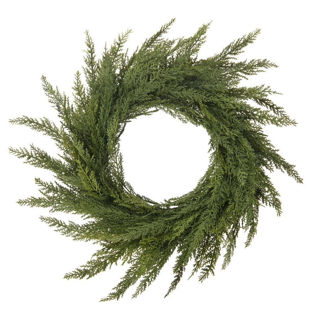 28" Green Cedar Artificial Wreath 1