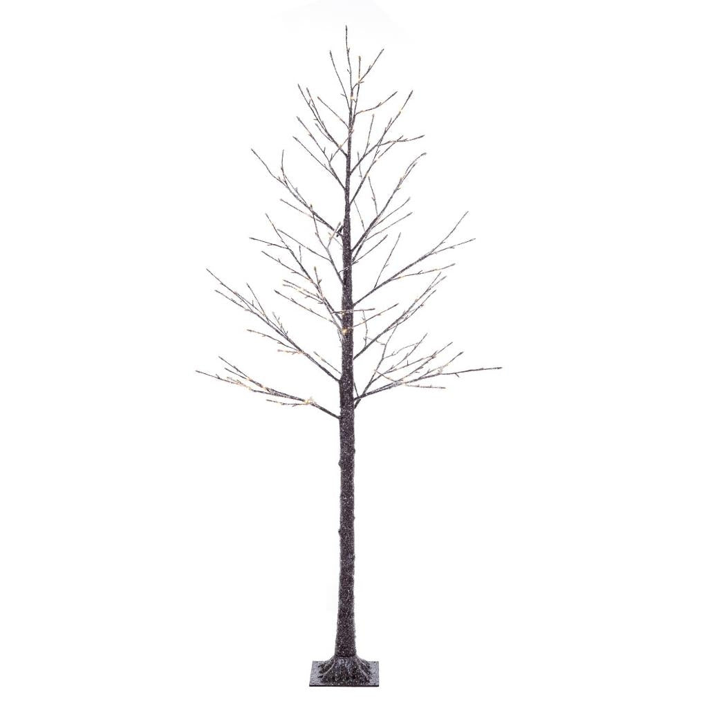 8'  Brown Icy 240 Light Outdoor LEW Lighted Twig Tree 1