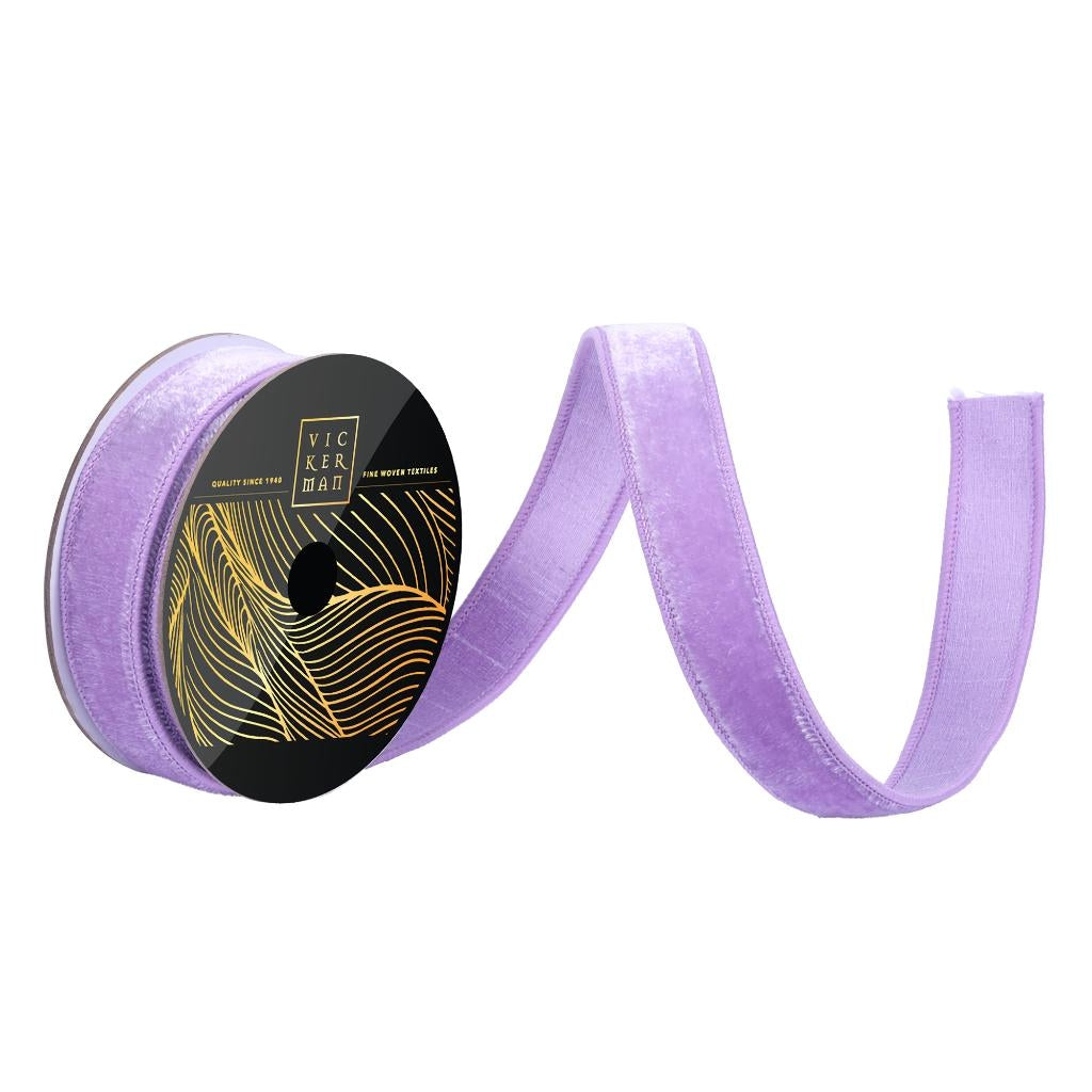 1" x 10yd Lavender Velvet Dupion Backing Christmas Ribbon 1